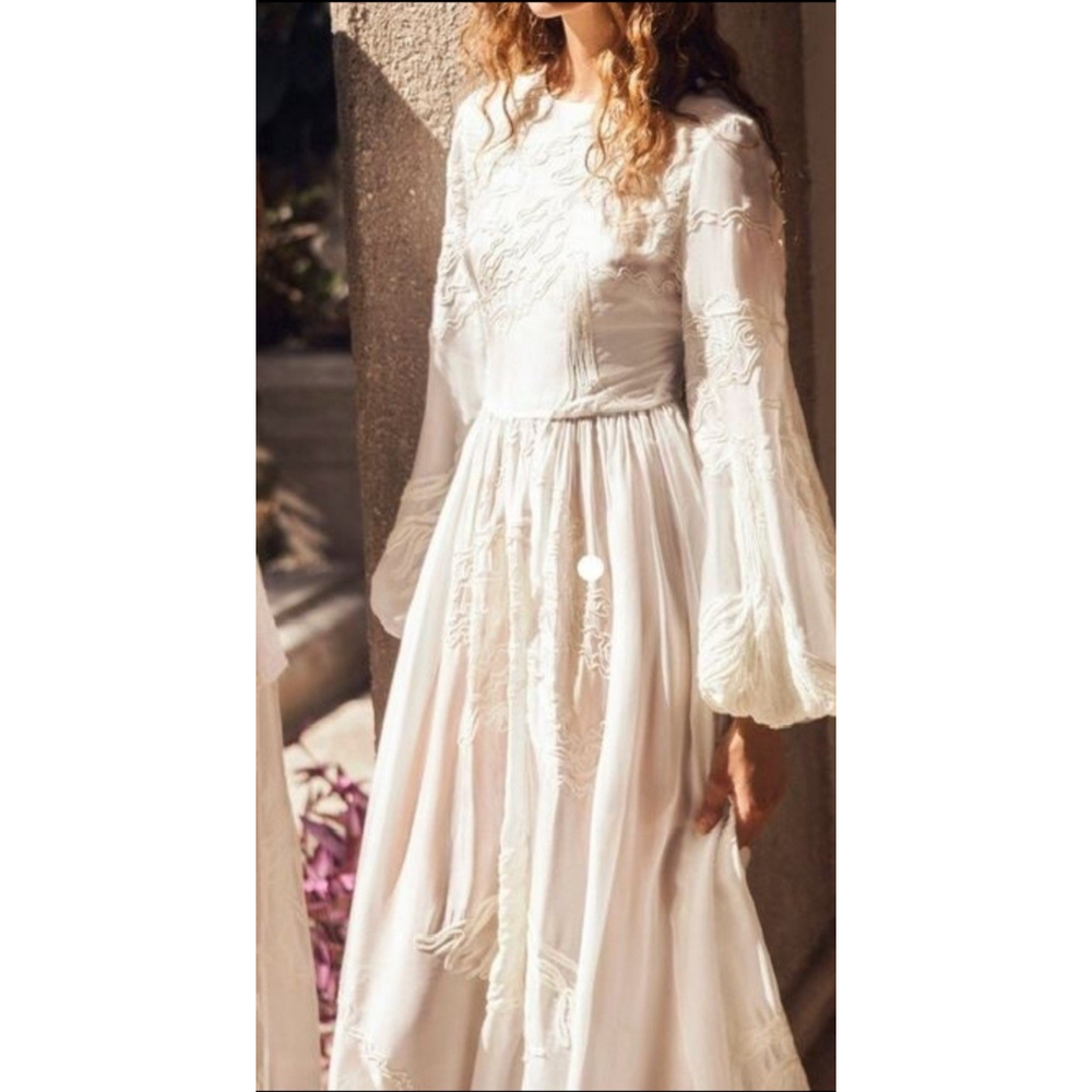 NWT Agua By Agua Bendita Zafiro Manglares Maxi Dress White M Resort Embroidered